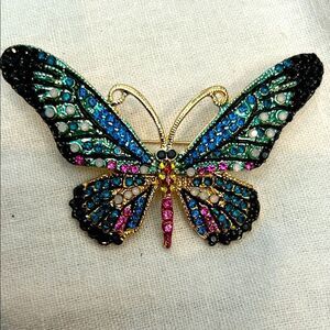Colorful crystals Butterfly Brooch